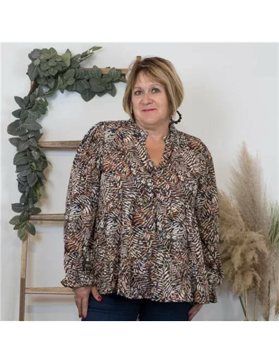 K040- Blouse By.One “Jolies Formes” (T40-T48) (marine)