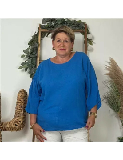 Z336- Tunique 100% coton (Tu) (bleu royal)