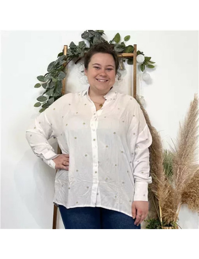 Z762- Blouse brodée Christy (T44-T52) (blanc)