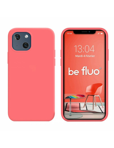 Coque Silicone Moxie BeFluo Fine et Légère pour iPhone 14, Intérieur Microfibre - Rose
