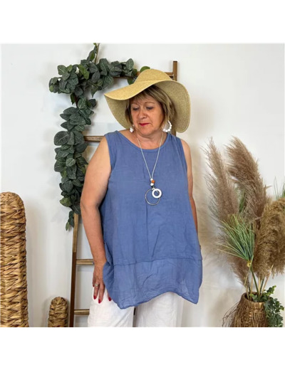 N818- Debardeur coton (Gt) (bleu indigo)