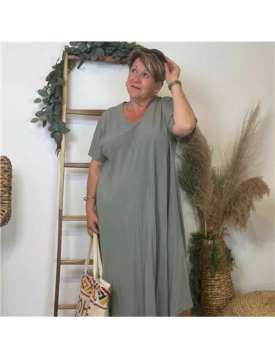 Z308- Robe longue Fluide 🇮🇹 (kaki)