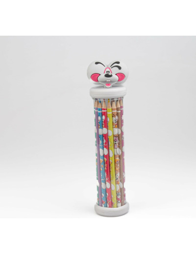 Diddl - Trousse 3D Trousse Tube avec Tête en Relief - 12 Crayons de Couleur Inclus - Accessoire Scolaire Années 90 Original - Idée Cadeau Enfant & Fan Nostalgique Vintage