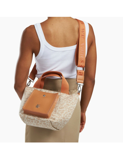 Petit cabas léopard beige à pochette camel - Maelys - Vanessa Wu