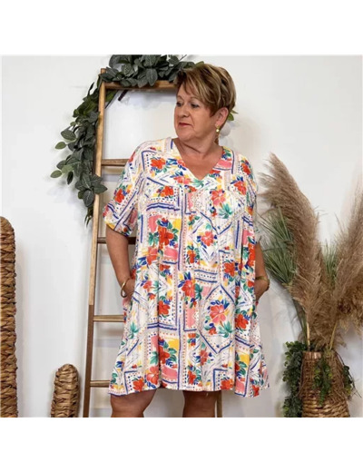 K191- Robe-Short Imprimée (T40-T48) (blanc)