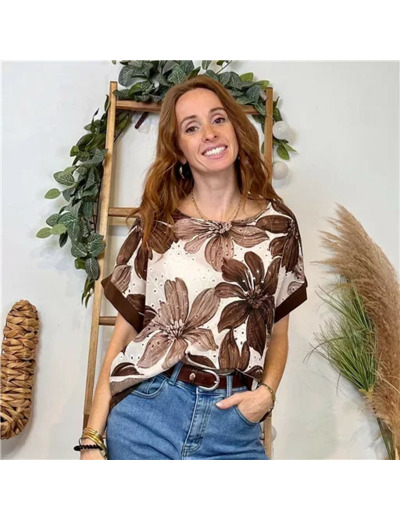 K129- Tunique Broderie anglaise (Tu) 🇮🇹 (marron)