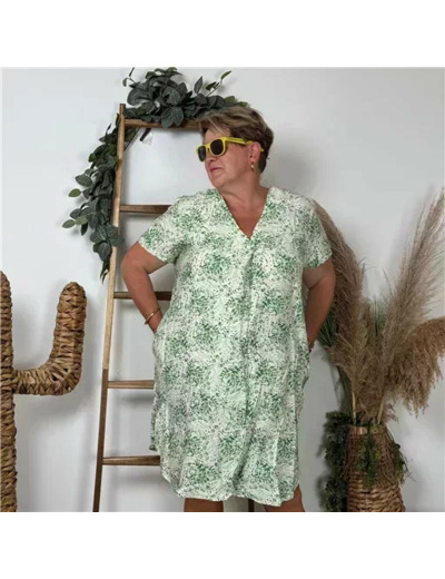 Z329- Robe Christy "Fleurettes" (T44-T52) (vert brésil)