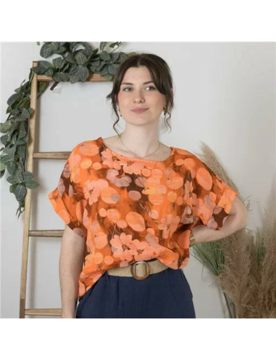 K192- Blouse Coquelicots (Tu) 🇮🇹 (orange)