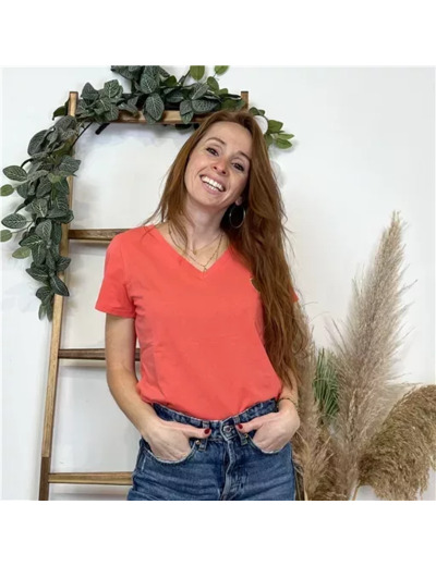 K504- T-shirt Coeur (T36-T40) 🤎 (corail)