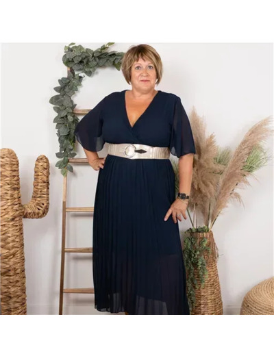 K461- Robe Plissée "Jolies Formes" (Gt) (marine)