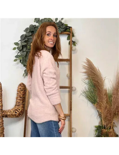 K121- Pull « Pilou Pilou » (Tu) 🇮🇹 (rose pâle)