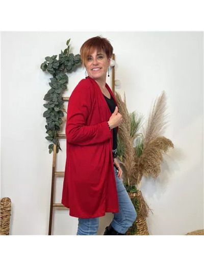 L383- Gilet mi-long (Tu) (rouge)