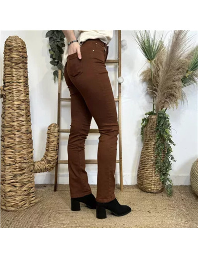 O514- Jean Droit Voggo coloré T36-T44 (cognac)