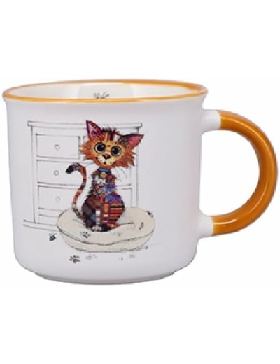 KIUB Mini mug timbale expresso avec des animaux - motif Chat mignon - Hauteur 6,5CM - porcelaine fine