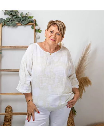 K312- Tunique Fleurie (Tu) (beige)