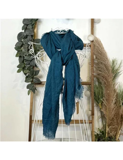 Y520- Foulard uni large (bleu pétrole)