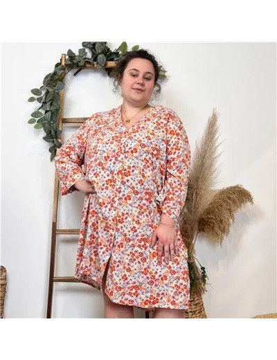 K480- Robe chemise "Coline" (orange)