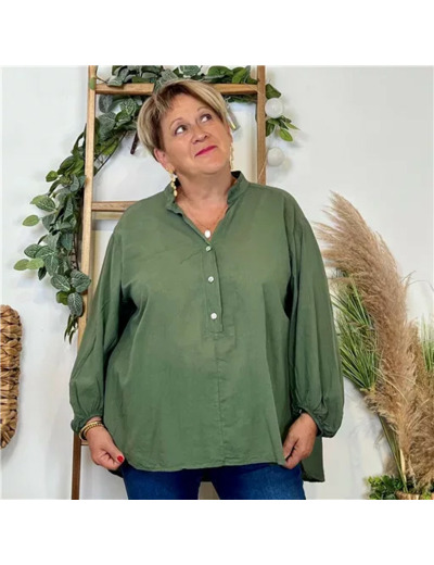 Z135- Blouse Coton unie (Gt) (kaki)