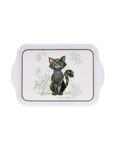 Mini plateau avec des animaux - motif chat noir - mélamine de qualité - taille mini 14*21 CM Les mini plateaux existent avec de nombreux autres motifs