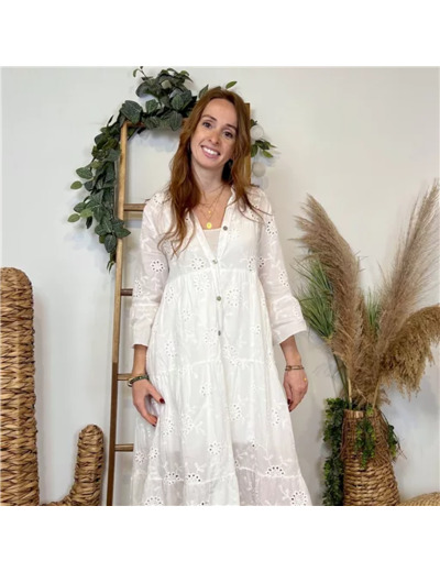 K230- Robe Broderie anglaise (Tu) 🇮🇹 (blanc)