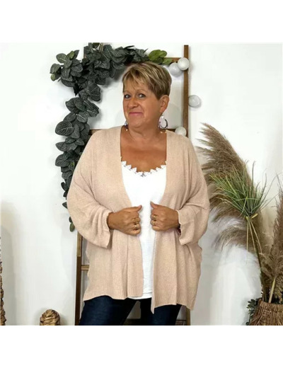 Z164- Gilet Maille Nid d abeille (Gt) (beige)