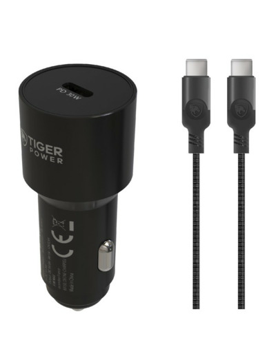 TIGER POWER PACK CHARGEUR VOITURE PD 30W + CABLE USB-C/USB-C 1,2M