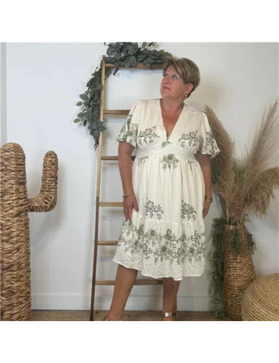 K152- Robe Bohême "By One" (T40-T48) (beige)