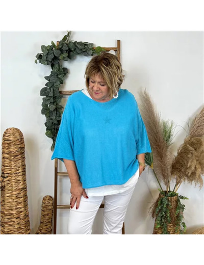 K800- Pull Crop Top Emporium (GT) (bleu turquoise)