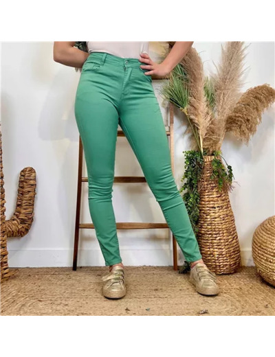 N275- Jean coupe Slim Voggo (T36-T44) (vert d'eau)