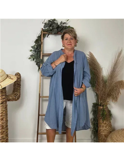 Z305- Chemise Coton Curvy 🇮🇹 (bleu indigo)