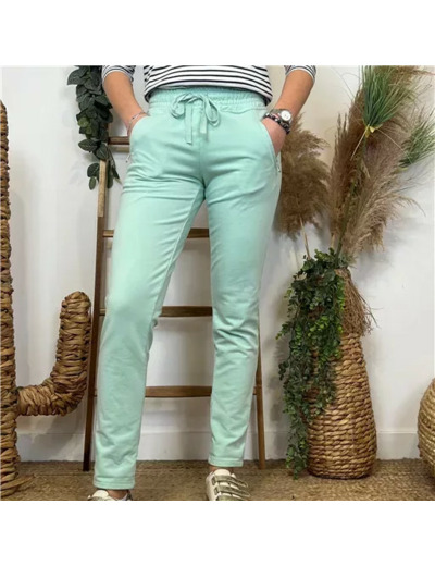 L756- Jogg 2 poches zippées 🇮🇹 (vert menthe)