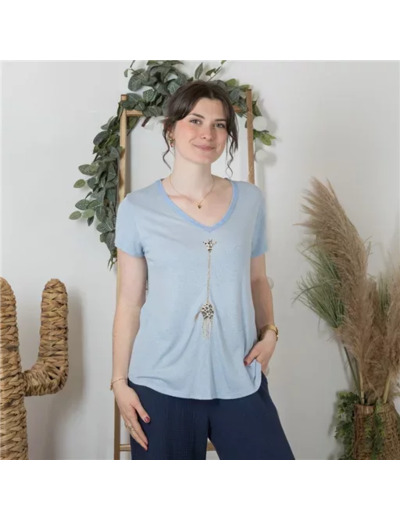 K177- T-Shirt « Girafe» (Tu) 🇮🇹 (bleu ciel)
