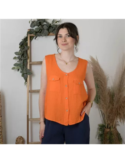 K197- Debardeur coton (Tu) 🇮🇹 (orange)