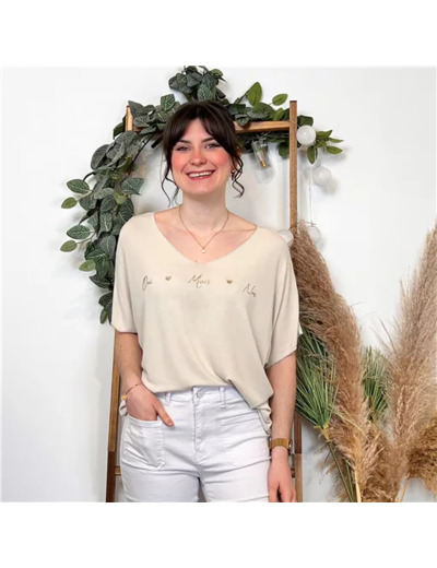 K360- T-Shirt "Oui mais Non" (Tu) 🇮🇹 (beige)