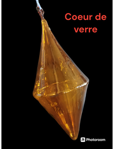 Suspension "Bouée" en verre jaune