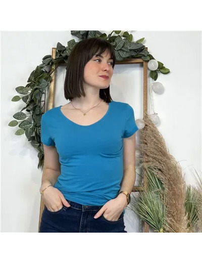 K319- T-Shirt Coline (T36-T44) (bleu turquoise)