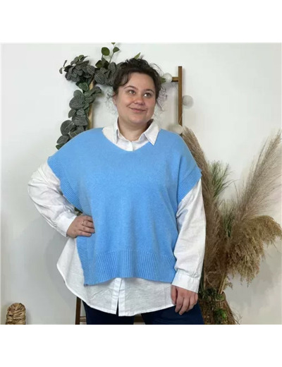 Z550.- Pull sans manche (Tu) (bleu turquoise)