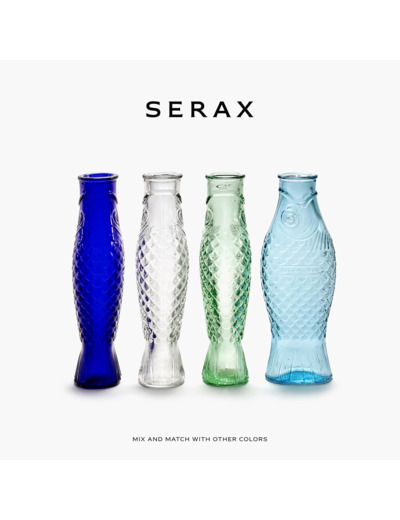 Carafe en verre pour l'eau | Collection Fish & Fish par Paola Navone | Carafe 850 ml | Bouteille conteneur transparent vert pour boissons