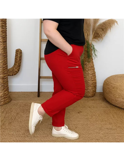T545- Pantalon Confort JST (T38-T52) (rouge)
