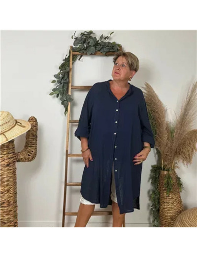 Z305- Chemise Coton Curvy 🇮🇹 (marine)