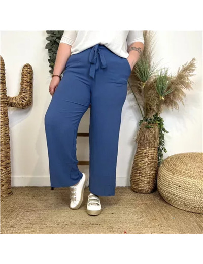 L788- Pantalon flou large (T42/44-T54/56) (bleu indigo)