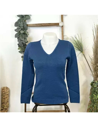 Y248- Pull Laine Cachemire "Tricotonic" (les T36&40) (bleu pétrole)