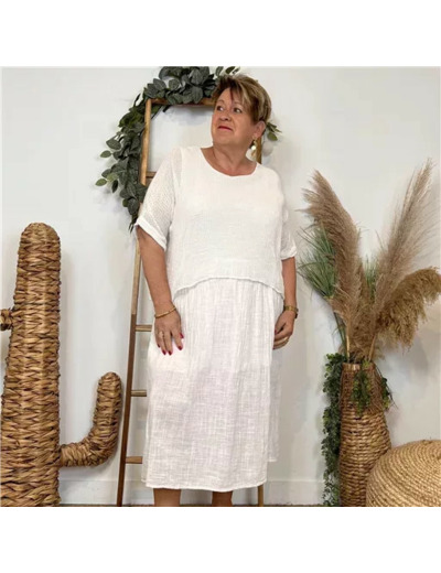 K194- Robe Crop-Top (Tu) (blanc)