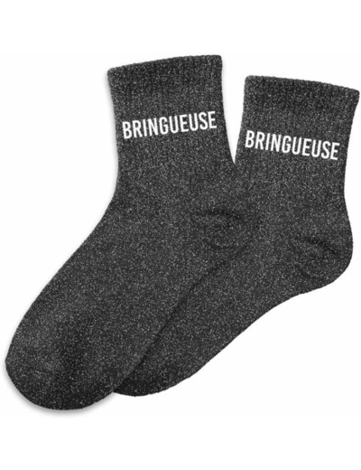 Chaussettes noires à paillettes "Bringueuse"