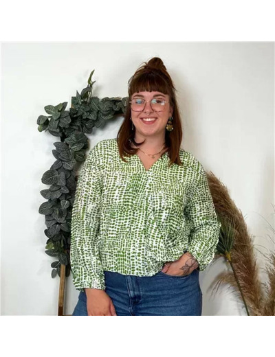 Z799- Blouse Boule Christy (T44-T52) (vert brésil)