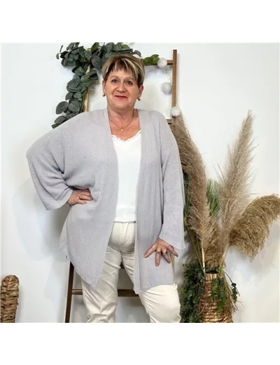 K857- Gilet Maille Nid d abeille (Gt) (gris clair)