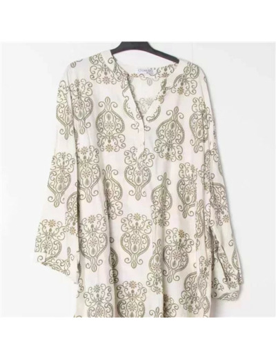 Z797- Blouse Curvy imprimée (T54-T58) (kaki)