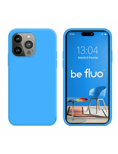 Coque Silicone Moxie BeFluo Fine et Légère pour iPhone 14 Pro, Intérieur Microfibre - Bleu clair
