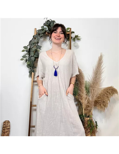 K340- Robe coton délavé (Tu) 🇮🇹 (beige)