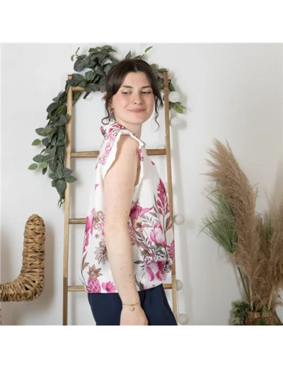 K205- Blouse Fleurie (Tu) 🇮🇹 (fuchsia)
